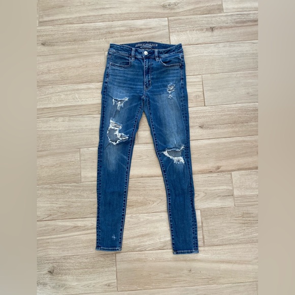 American Eagle Outfitters Blue Jeans Size 6 High Rise Jeggings - Picture 1 of 5